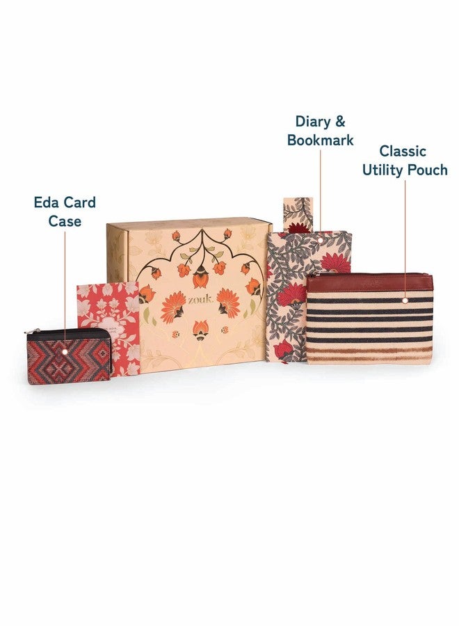 ZOUK علبة هدايا نوابي كوتور | مستوحاة من لوحات مادوباني | حافظة بطاقات، حقيبة متعددة الاستخدامات، مفكرة، وفاصل كتب | طقم هدايا ثقافي أنيق للمناسبات الشخصية والاحتفالية - Image 3